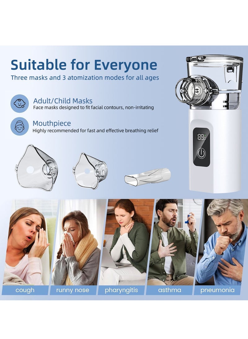 أحدث نيبولايزر ذكي ومقاوم للماء IPX6 للبالغين والأطفال، بشاشة رقمية وثلاثة أوضاع تشحيم، بخاخ محمول ليدوي مع تنظيف ذاتي - بخاخ فوطة فوق صوتي، مرشح بخار بارد عالي الكثافة، تشغيل هادئ، بطارية سعة 1800mAh طويلة الأمد، مناسب للأطفال، المنزل، المكتب والسفر - Image 3